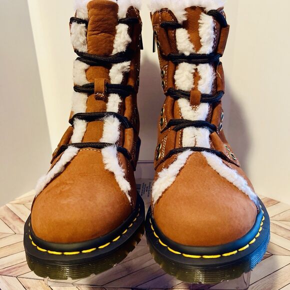 Dr Martens 1460 Lace to Toe Fur Lined Buttersoft Lace Up Womens 10 Boot Brown - Picture 6 of 8